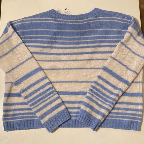 NWT Bloomingdale’s Aqua 100% Cashmere Variga Stripe Blue/White Striped Sweater S - Picture 9 of 9